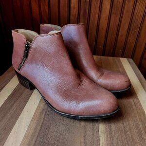 LUCKY BRAND Brown Leather Zipper Ankle Bootie Boots - Size Women' 9 1/2